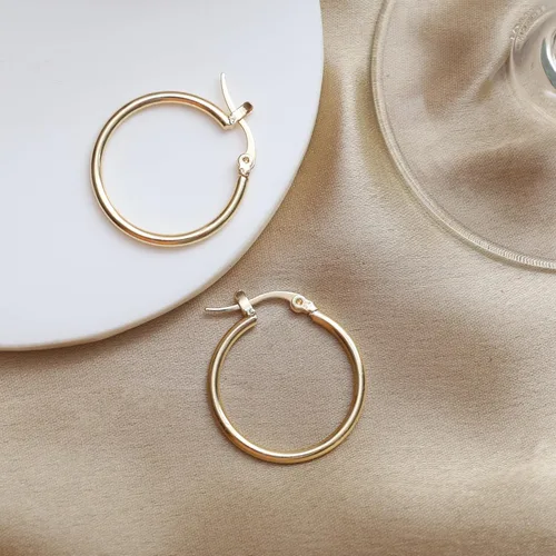 Miniatura 36 de Gempires - Aretes ligeros y gruesos, delicados y minimalistas, hipoalergénicos, chapados en oro, sin deslustre, diseño clásico, para uso diario