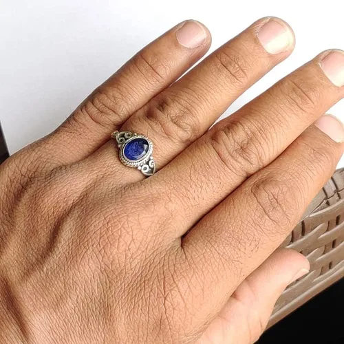 Miniatura 5 de Avicrafts Anillo de Piedra de Zafiro Azul Plata de Ley 925 Anillo Declarativo Para Mujeres Hecho a Mano Piedra Preciosa Joyería de Navidad Regalo