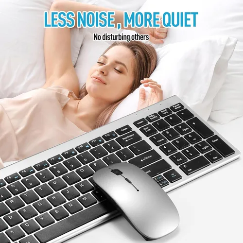 Miniatura 6 de Combo de teclado y ratón inalámbricos, conjunto de teclado y ratón inalámbricos compacto y silencioso 2.4G, diseño ultradelgado y elegante