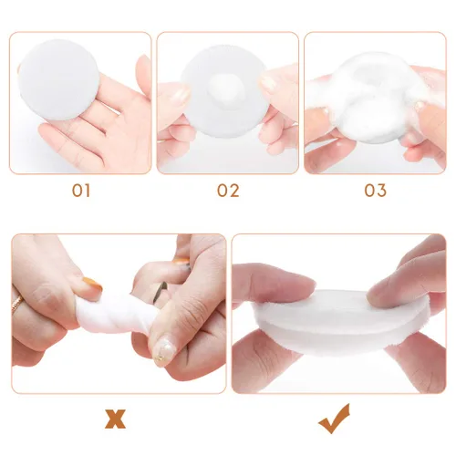 Miniatura 7 de 5 esponjas para polvo, aplicador de algodón redondo de maquillaje, soplo de aire con cinta, polvo facial para suelto y base, 3.15 pulgadas (naranja)