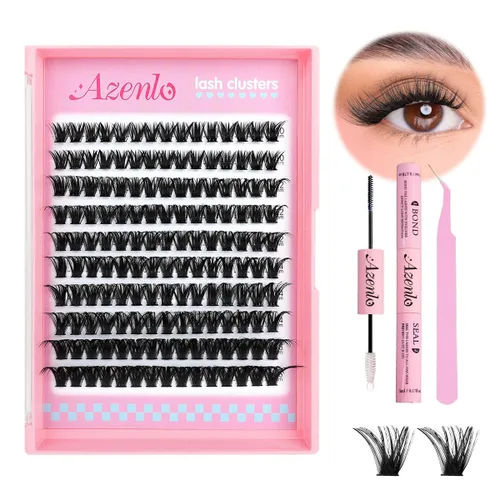 Miniatura 18 de Extensiones de pestañas Azenlo 40D+60D en racimo, 240 unidades, kit de pestañas individuales, 10-16 mm, kit de pestañas en banda delgada