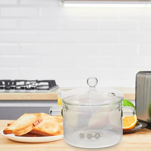Miniatura 6 de Vaguelly Olla de sopa de vidrio de borosilicato con tapa, 1.5L/50 onzas, olla de cocina transparente para fideos ramen y sopa, resistente al calor