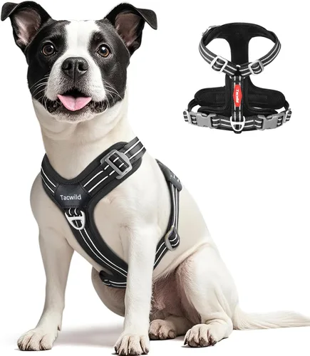 Miniatura 10 de Arnés sin tirones para perro, chaleco reflectante ajustable con broche de metal, malla suave transpirable sin estrangulamiento para cachorro, fácil