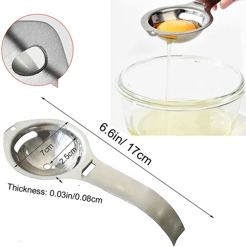 Miniatura 4 de Separador de filtro de acero inoxidable de yema de cocina Separador de huevos blancos Herramienta apta para lavavajillas (Plata)