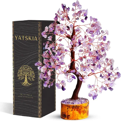 Miniatura 22 de YATSKIA - Árbol de cristal turquesa Feng Shui, alambre, bonsái Buhha, estatua reiki, Chakra curativo energía positiva, buena suerte dinero regalos