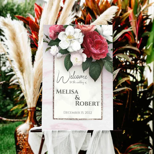 Miniatura 18 de Generic Letrero de boda, 12 x 18 pulgadas, rectangular, de plástico, personalizado, para celebración, boda, resistente a la intemperie y a la Boda