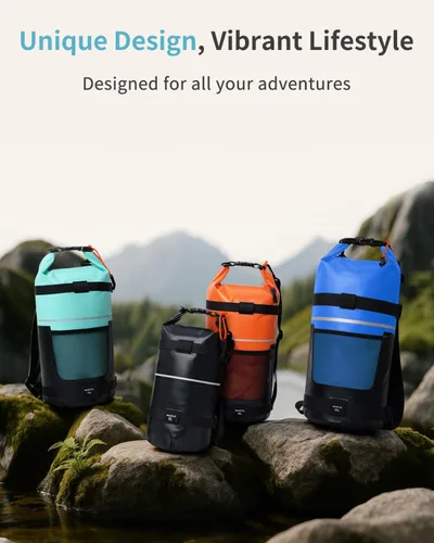 Miniatura 8 de ECOHUB - Bolsa seca impermeable para mujeres y hombres, 5 L/10 L/20 L, ligera, con tapa enrollable, mochila de almacenamiento seca para viajes