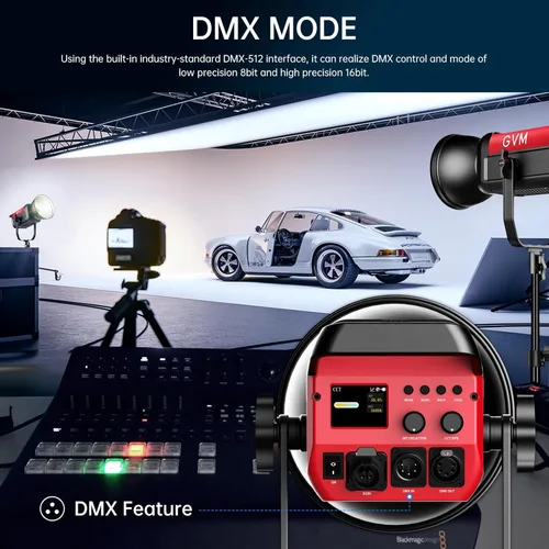 Miniatura 7 de GVM - Kit de iluminación continua de luz de estudio LED de 200 W para control de red de malla Bluetooth/DMX, 45400lux/3.3 ft con grabación de video