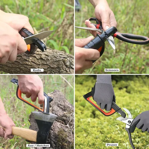 Miniatura 5 de SHARPAL 103N Todo en 1 Afilador de Cuchillo y Herramienta de Jardín Multiusos para Hoja de Cortacésped, Hacha, Machete, Podadora, Tijeras de Seto