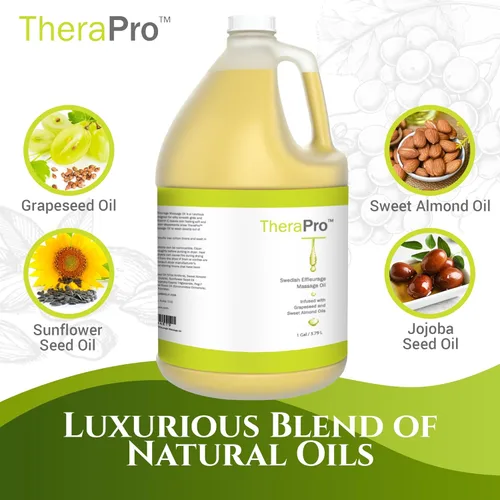 Miniatura 2 de TheraPro Aceite de masaje sueco de efleuraje – 1 galón Aceite de masaje sin perfume, totalmente natural con semilla de uva, almendras, jojoba