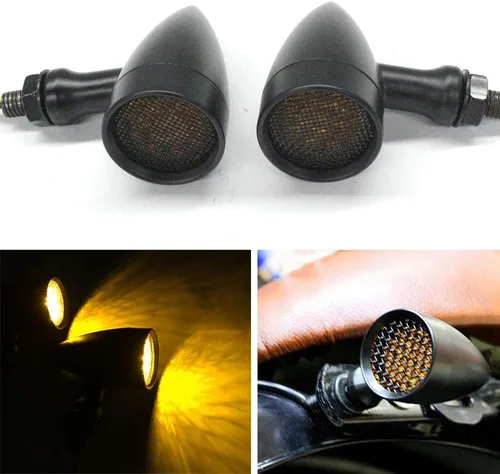 Miniatura 10 de 2 luces LED rojas de 15 piezas para motocicleta, luz de freno, intermitente, indicador de parada para Harley Honda Chopper (Luz roja cromada)