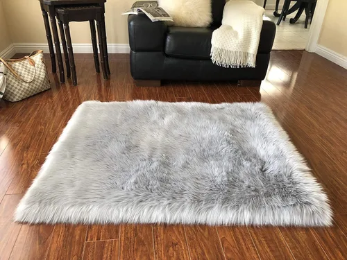 Miniatura 13 de LAMBZY Alfombra cuadrada de piel de oveja sintética, súper suave, hipoalergénica, de pelo de felpa de primera calidad