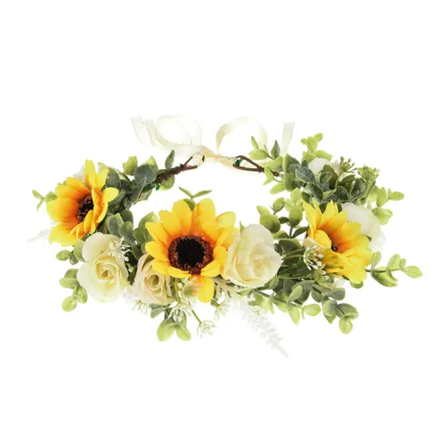 Miniatura 11 de DreamLily Corona de flores de camelias para niñas, diadema floral para el cabello, corona para el pelo, pieza floral para el cabello para A-champán