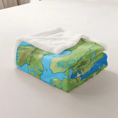 Miniatura 4 de Feelyou Manta Sherpa con mapa del mundo, de Europa continental, manta de vellón oceánico náutico y mar, manta de felpa geográfica mullida para sofá