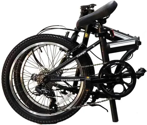 Miniatura 2 de ZiZZO Campo Bicicleta plegable de 20 pulgadas con vástago ajustable de 7 velocidades, marco ligero Negro