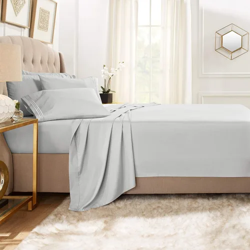 Miniatura 32 de Clara Clark - Juego de sábanas King con Flex Top, 6 piezas - Sábanas de lujo para cama King con cabeza dividida, juego de cama súper suave, King