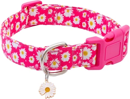 Miniatura 25 de Faygarsle Collar de Algodón para Perro Lindos Collares para Perros Pequeños Medianos Grandes Opciones de Colores Florales Púrpura Amarillo Collares