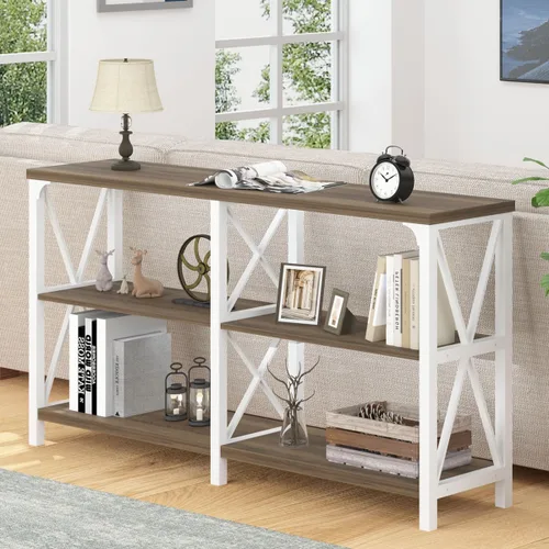 Miniatura 11 de LVB - Mesa de sofá de estilo granja, mesa consola rústica para sala de estar, mesa de entrada con almacenamiento, mesa de entrada para vestíbulo