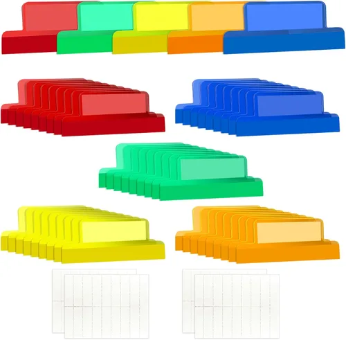 Gueevin Pestañas autoadhesivas insertables de 2 pulgadas con insertos imprimibles, pestañas de índice transparentes, marcador de página de color