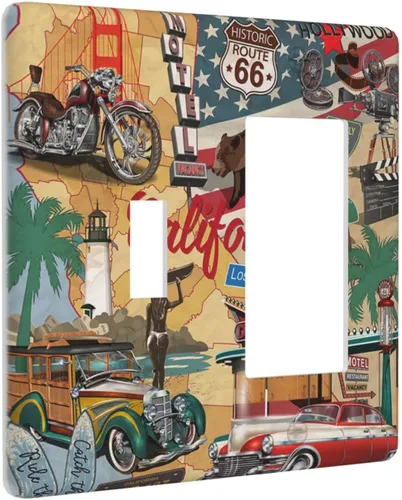 Miniatura 105 de Cubiertas de placa de pared de 3 gang con interruptor de luz de triple palanca, en negro y dorado con esplendor de oro rosa, estampado floral