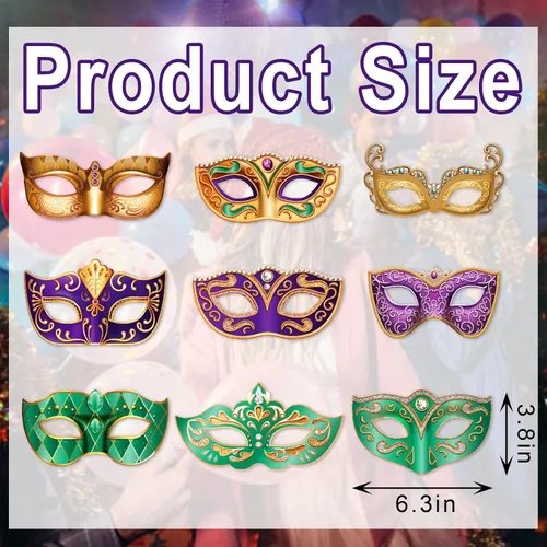 Miniatura 2 de On-Airstore Máscaras faciales de papel para carnaval de Mardi Gras para mujeres y niñas, disfraz de mascarada, accesorios de recuerdo de fiesta