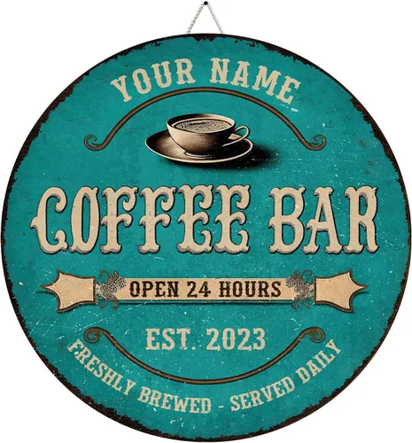 Miniatura 37 de Letrero de madera de barra de café personalizado, placa de pared para decoración de cocina, regalos personalizados para amantes del café, café 02