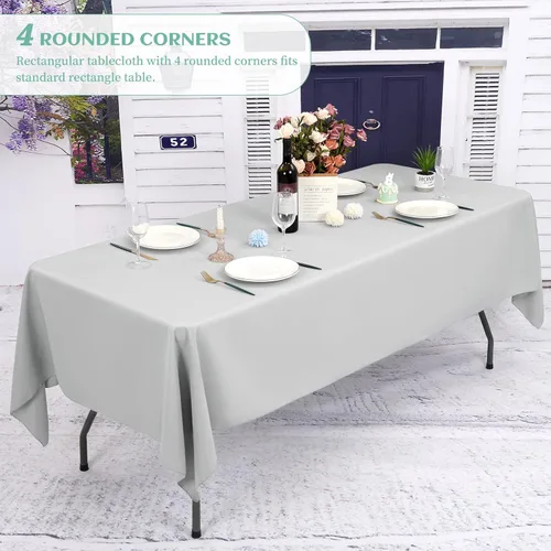Miniatura 6 de Showgeous Paquete de 4 manteles rectangulares de poliéster de 60 x 102 pulgadas, resistentes a las arrugas, lavables, para bodas, mesas de comedor