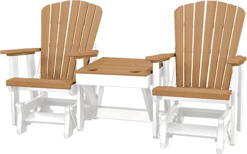 Miniatura 9 de DutchCrafters Slat - Sillas de patio Adirondack de doble polietileno con respaldo de ventilador para exteriores con mesa central (negro y azul aruba)
