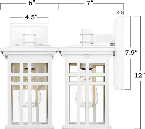 Miniatura 6 de zeyu Lámpara de Pared Moderna para Exteriores - Accesorio de Luz Exterior de 12 Pulgadas para Porche Delantero de Casa, Pantalla de Vidrio