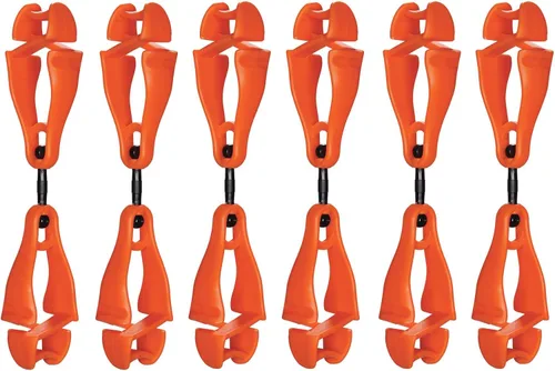 Ergodyne Squids 3420 Swiveling Glove Clip Holder with Dual Clips Naranja - Paquete de 6