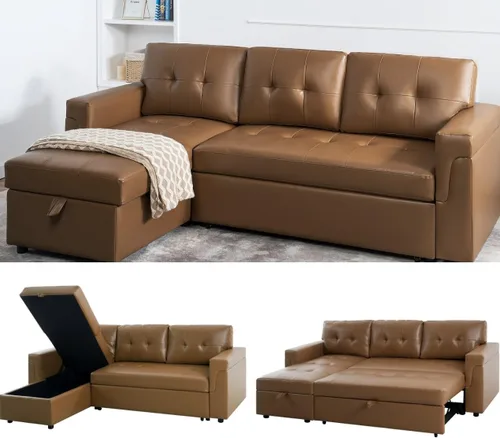 Miniatura 15 de Naomi Home Transforma Cualquier Espacio: Sofá Seccional Reclinable con Sofá Cama Convertible y Chaise Acogedora. Encuentra Comodidad Tranquila
