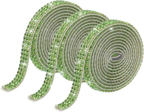 Miniatura 59 de MECCANIXITY 3 rollos de cinta de diamantes de imitación autoadhesiva de 3 yardas y 0.315 in para proyectos de artes y manualidades, pasteles de Beige