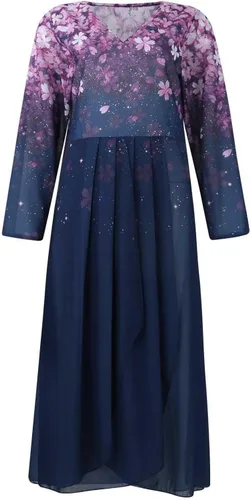 Miniatura 2 de DHWGDGKP Vestidos de cóctel, talla grande, elegante, con cuello en V, para fiesta, graduación, de gasa, con lentejuelas, para noche, vestido largo