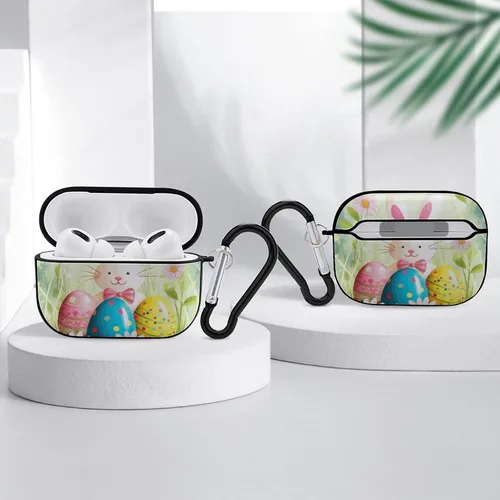 Miniatura 4 de Spring Happy Easter Holiday Headphone Cover for AirPods Pro 2nd 1st Generation Case Cover with Keychain, Shockproof Hard Shell Protective Case for