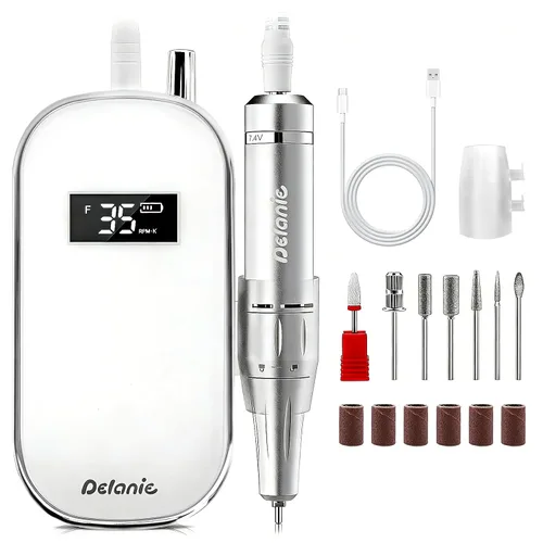 Delanie Taladro de uñas de 35000 RPM, eliminación rápida portátil de archivos electrónicos para acrílicos, extensiones de gel y polvo de inmersión,
