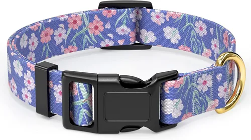 Miniatura 26 de Rnivvi Collar para perros pequeños, lindo collar floral resistente ajustable para cachorros con hebilla de liberación rápida para niño, niña