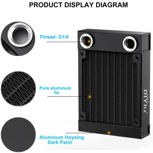 Miniatura 5 de Radiador de Refrigeración por Agua para Computadora, Intercambiador de Calor de Aluminio de 8 Tubos, Radiador de Refrigeración Líquida con Rosca