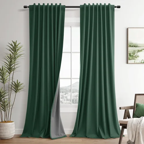 Miniatura 10 de Guken Cortinas opacas de lino, 2 paneles rústicos, elegantes, 100% opacas, con aislamiento térmico, banda de ganchos y trabilla trasera, 52 x 84