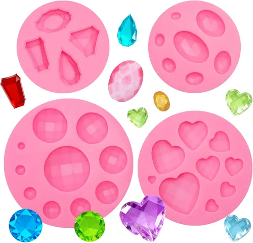 Miniatura 10 de Moldes de silicona con perlas de gemas, 4 paquetes de moldes de decoración de chocolate con esfera de estrella para decoración de pasteles