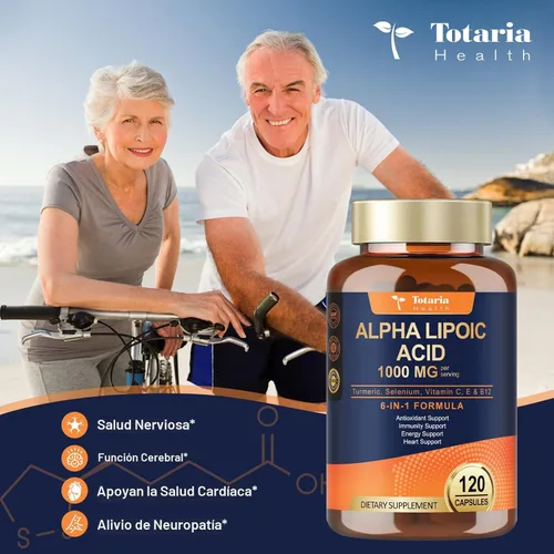 Miniatura 4 de Totaria Ácido alfa lipoico de 1000 mg – Suplemento de ALA antioxidante para neuropatía, apoyo a la salud nerviosa, desintoxicación hepática