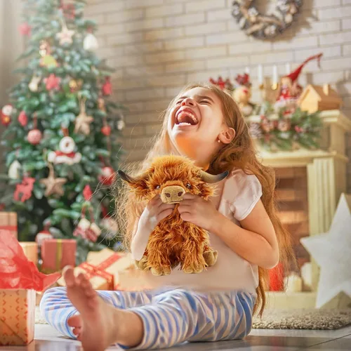 Miniatura 3 de Highland Cow - Animal de peluche realista de vaca escocesa, juguete de peluche suave de animales de granja, regalo para adultos, niños y niñas