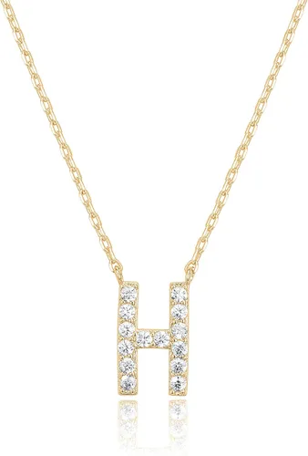 Miniatura 157 de PAVOI 14K White Gold Plated Cubic Zirconia Initial Necklace Letter Dainty Necklaces for Women