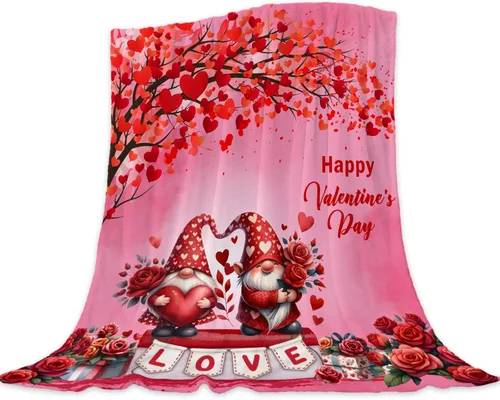 Miniatura 10 de Manta para bebé para el día de San Valentín, manta pequeña de gnomo rosa con corazón de amor, regalo para cuna, suave, acogedora, ligera, mullida