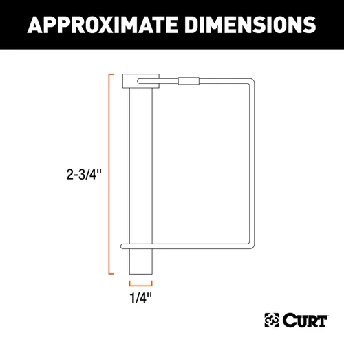 Miniatura 2 de CURT 25081 Pasador acoplador de remolque, 1/4 pulgadas de diámetro x 2-3/4 pulgadas de largo, zinc transparente