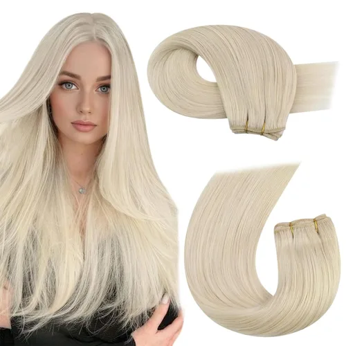 Miniatura 16 de Moresoo - Extensiones de cabello humano real cosidas, Remy, lacio, doble trama, color negro jet, 14 pulgadas, 3.53 onzas