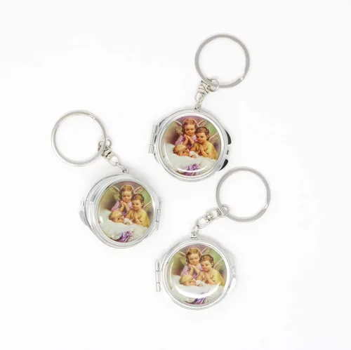 12 piezas nuevo bautismo mini espejo compacto llavero recuerdo fiesta para niños y niñas – Bautizo Recuerdos Angels & Baby Design Maquillaje