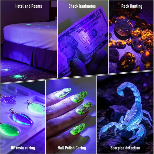 Miniatura 5 de Linterna UV 365nm Linterna de luz negra, potente linterna ultravioleta para manchas de orina de mascotas, pegamento UV curado, escorpiones, resina