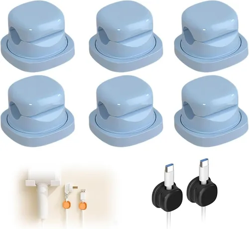 Miniatura 11 de Paquete de 6 organizadores magnéticos de cables de carga, organizador de cables, clips magnéticos para organizar cables con soporte adhesivo