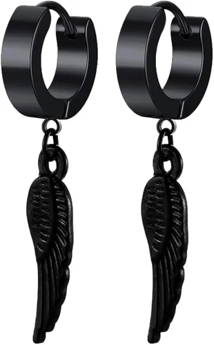 Pendientes de aro unisex punk hip hop de acero inoxidable plateado negro dorado tono de bloqueo de trueno perno de rayo colgante de aro de regalo