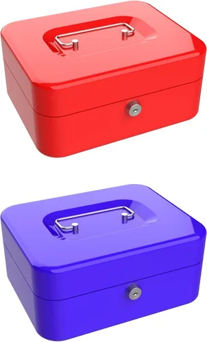 Miniatura 5 de Stalwart 75-6580BLU Hawk - Caja de efectivo azul con cerradura de llave de 8 pulgadas con bandeja para monedas